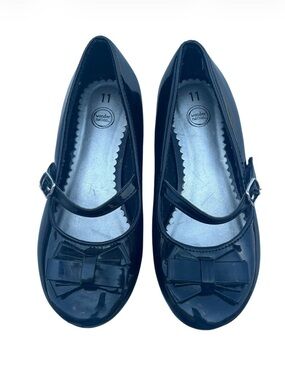 wonder nation Black Patent Mary Jane Flats with Bow